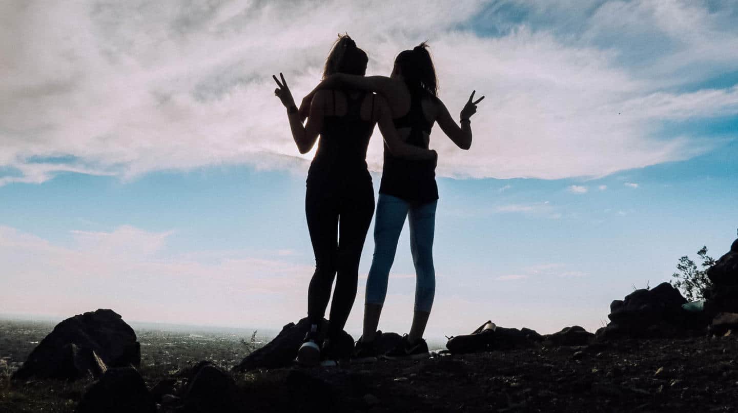 two girls silhouette