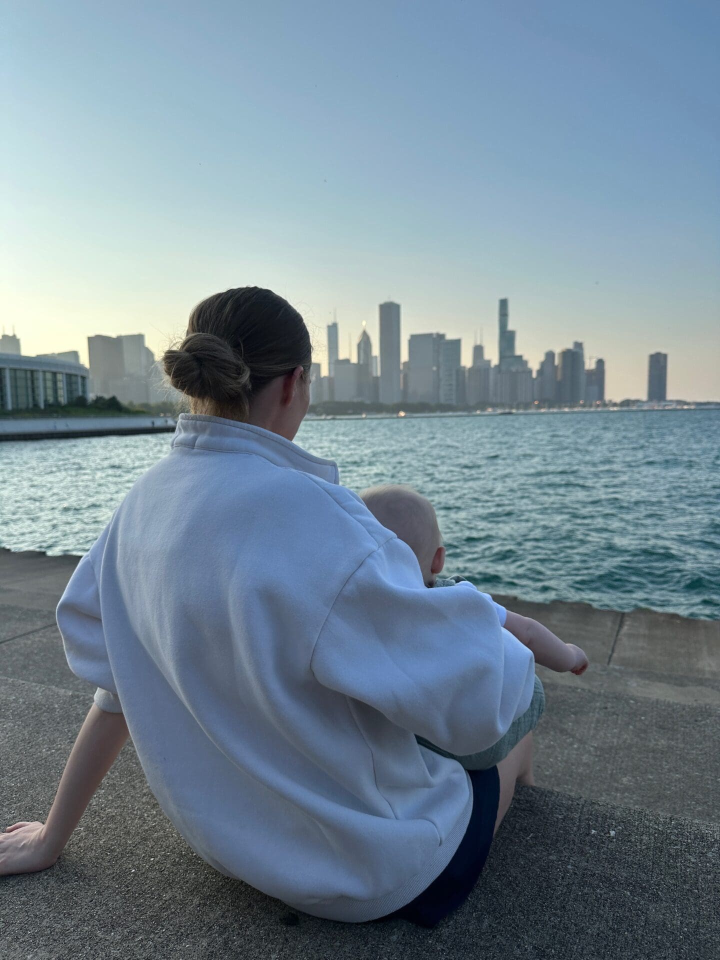 a busy life in the city with Chicago skyline before slow living lifestyle change